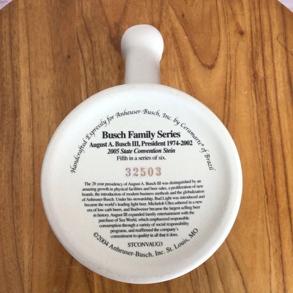 2005 State Convention Budweiser Busch Family Series Stein 32503 5 of 6 - Picture 6 of 6